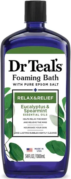 Dr Teal&#039;s Foaming Bath Epsom Salt Relax &amp; Relief Eucalyptus &amp; Spearmint 34 oz 