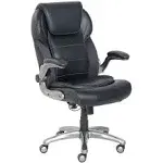 AmazonCommercial Ergonomic High-Back Bonded Leather Executive Chair with Flip-Up Arms and Lumbar Support, Black