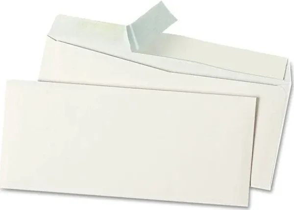 Peel Seal Strip Business Envelope, #10, Square Flap, Self-Adhesive Closure, 4.13 x 9.5, White, 500/Box