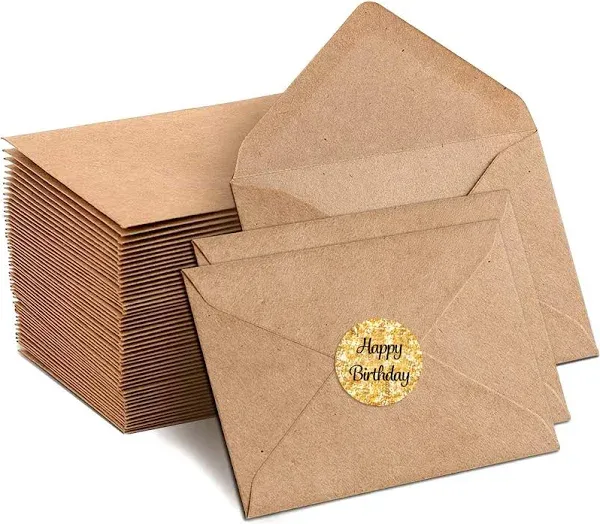 100 Pack Invitation Envelopes-A7 Brown Kraft Invitation Envelopes Used for 5X7 C