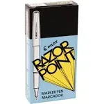 Pilot Razor Point Marker Pen, Extra Fine, Black Ink, Dozen