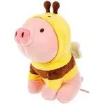 MINISO 12'' Sitting Piglet Stuffed Animals Plush Kawaii Body Pillow Bee Hoodie