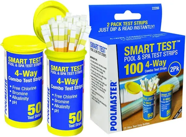 2PK! Poolmaster - 22211 Smart Test  4-Way Pool &amp; Spa Test Strips-50Ct-BB 09/23