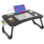 Zapuno Laptop Lap Desk, Foldable Laptop Table Tray With 4 Usb Ports Storage Drawer And Cup Holder