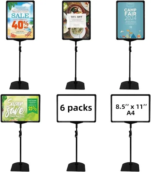 Sign Holder Stand,Sign Stand for Display,Adjustable Sign Holders For Table Top，Table Sign Holders 8.5 x 11,8 Packs,Black