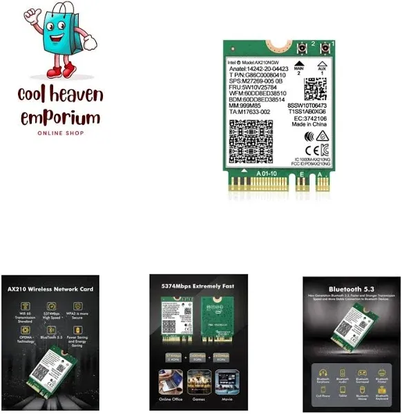 WiFi 6E Wireless Card Intel AX210 NGW Tri-Band 5400Mbps Network Adapter