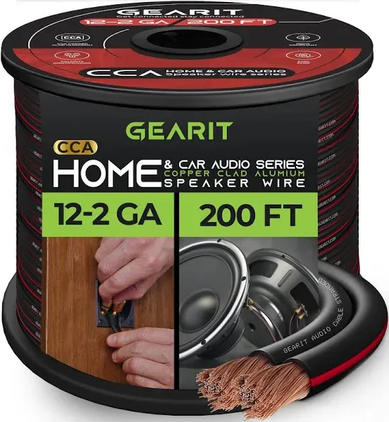 GearIT 12AWG Speaker Wire, Pro Series 12 Gauge Speaker Wire Cable Great Use for Home Theater Speakers and Car Speakers