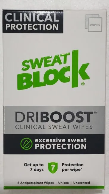 Sweat Block DRIBOOST Clinical Sweat Wipes 5 ct Discontinued, HTF - EXP 01/2023!