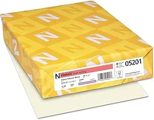 Neenah Paper Classic Linen Premium Paper, Natural White, 24#, 8-1/2 x 11, 500 per Ream