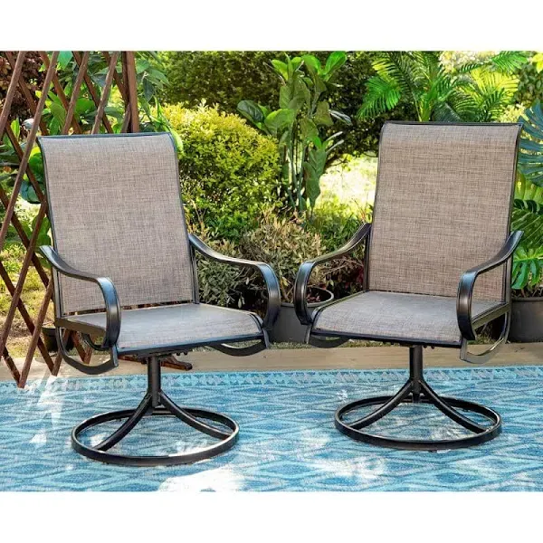 Outdoor Patio Swivel Dining Chairs Set of2 Textilene Chair for Garden Heavy Duty