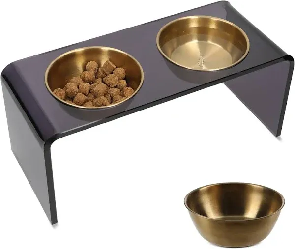 Acrylic Dog Bowl Stand - Durable Food-Grade Stainless Steel Elevated Cat Bowl...