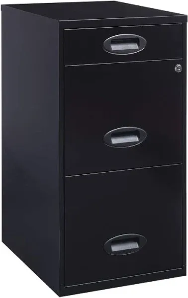 Space Solutions 3 Drawer Metal File Cabinet with Pencil Drawer Black