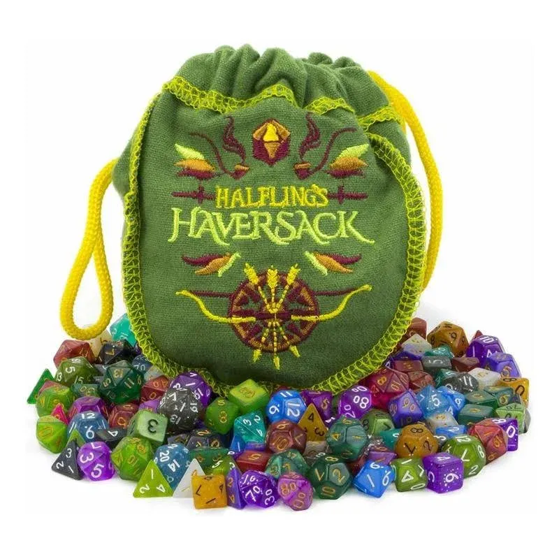 Brybelly Halfling's Haversack, 140 Mini Polyhedral Dice