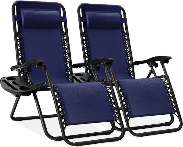 NewHome™ Zero Gravity Chairs with Cup Holders (Set of 2)