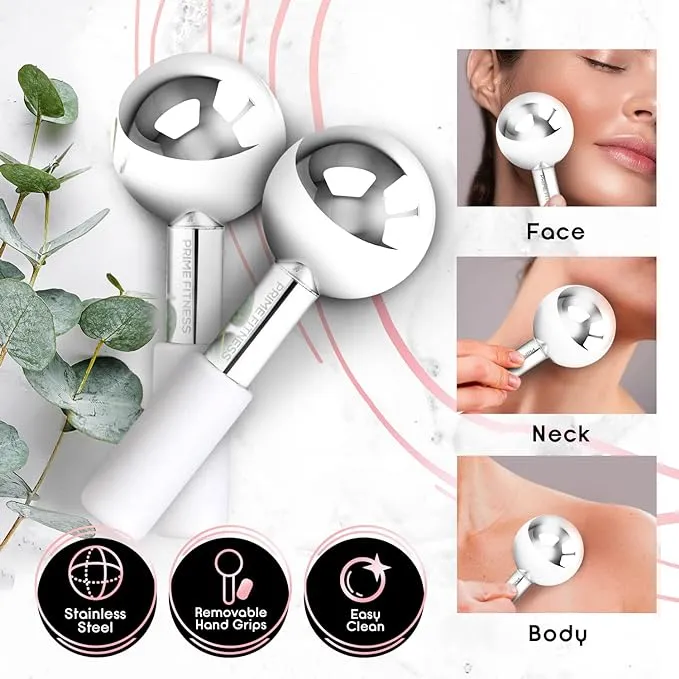 Ice Globes for Facials Unbreakable Steel Cooling Roller Cryo Sticks for Face Massager for Face Neck & Eyes Skin Care for Dark Circles, Puffine