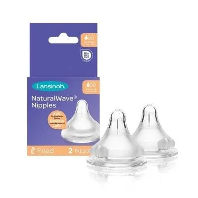 Lansinoh NaturalWave Bottle Nipples - 2 Count Fast Flow