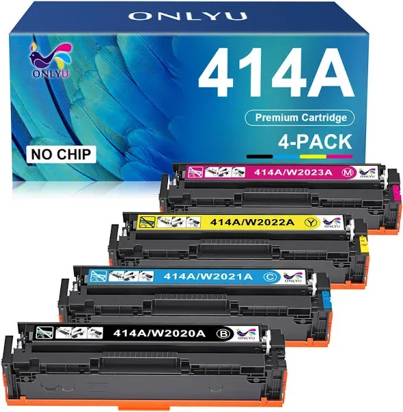 ONLYU 414A Toner Cartridges Replacement for HP 414A 414X 4 Pack Used with HP Color Laserjet Pro MFP M479fdw M454dn M479fdn M479dw M454dw Enterprise Laserjet M455dn M480f Printer