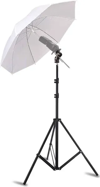 Selens Photo Umbrella Kit 33"/84cm White Soft Umbrella with Light Stand and Metal Flash Bracket Mount for Portrait Photography , Studio and Video Lighting