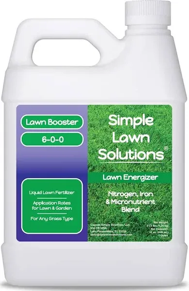 Commercial Grade Lawn Energizer Iron Nitrogen Micronutrient Booster - Liquid Turf Concentrated Fertilizer - Lawn, Garden, and Indoor Plants - Any Grass Type - Simple Lawn Solutions- 1 Quart