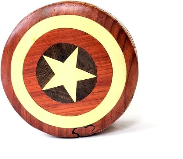 Captain America Handcrafted Wooden Intarsia Puzzle Box