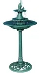 Alpine Corporation Tiered Pedestal Fish Fountain Birdbath - Green