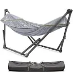 Tranquillo Uniki 30s Foldable Hammock Stand, 550 lbs Capacity, No Screws Needed, Grey, Size: Small, Black