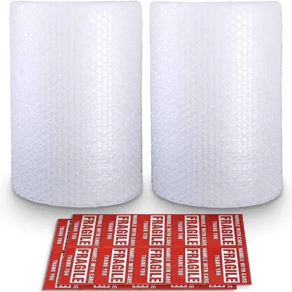 2-Pack Bubble Cushioning Nylon Wrap Rolls, 3/16&#034; X 12&#034; X 72&#039; Ft Total, Perforate