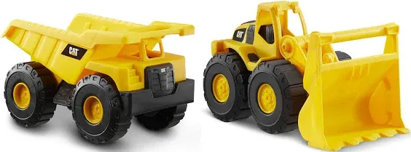 New CAT Construction Toys, 2 Pack 7" Mini Crew Toy Trucks with Articul