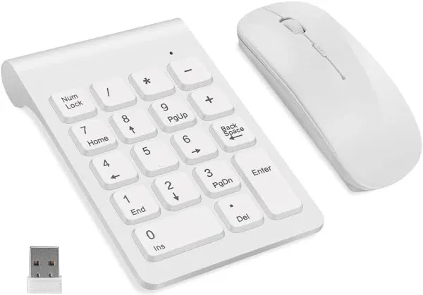 Wireless Numeric Keypad, TRELC Mini 2.4G 18 Keys Number Pad, Portable Silent Financial Accounting Numeric Keypad Keyboard Extensions 