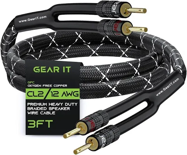 GearIT 12AWG Speaker Cable Wire with Gold-Plated Banana Tip Plugs (35 Feet) i...