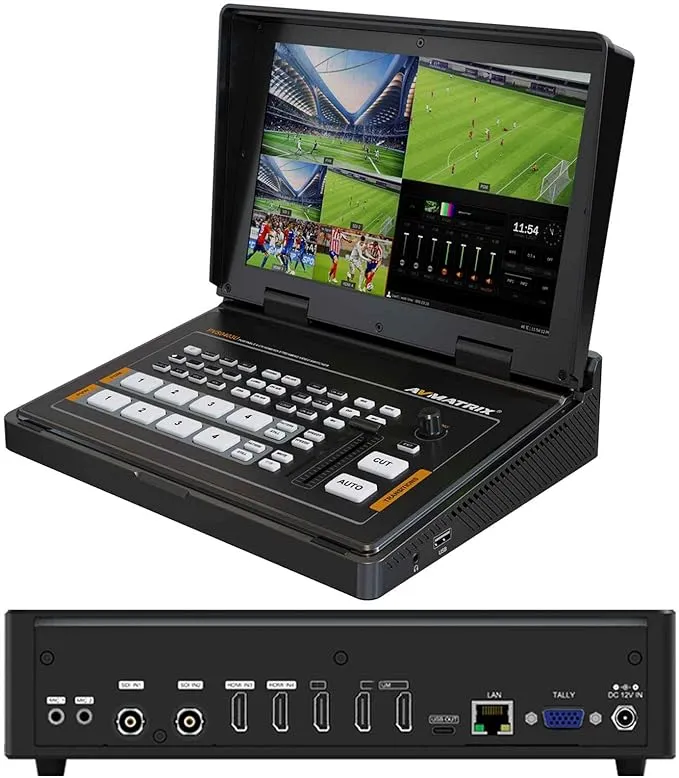 AVMATRIX Multi-Camera-Video-Switcher Mixer with 10.1” FHD LCD Screen SDI & HDMI Inputs, USB Output for Live Streaming for Professional Studio/Tel-Medical/Tel-Conference/Tel-Education