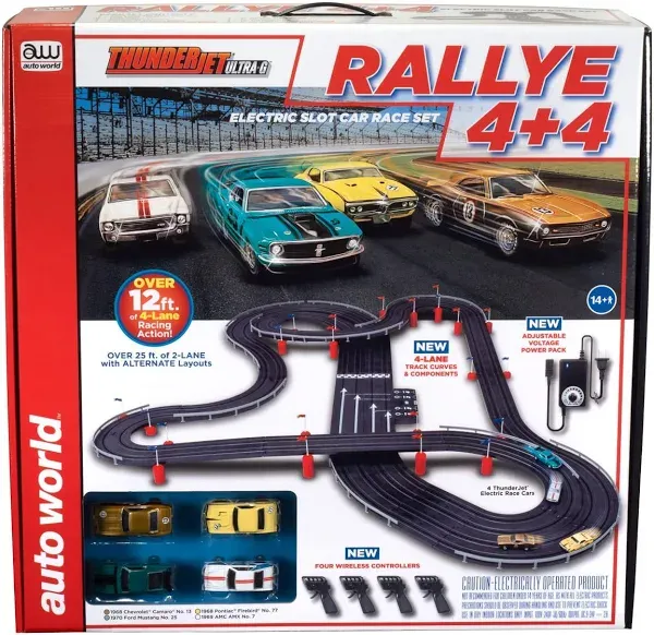 Auto World Rallye 4+4 Slot Race Set HO Scale