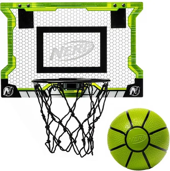 NERF Basketball Hoop Set - Pro Hoop Mini Hoop Set with Mini NERF Basketball - Steel Rim Great for Dunking - Over the Door Basketball Hoops