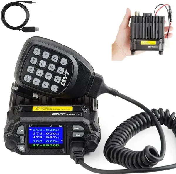 QYT KT-8900D Mobile Transceiver 25W VHF 144-148MHz UHF 420-450MHz Dual Band Quad Standby Mini Car Radio