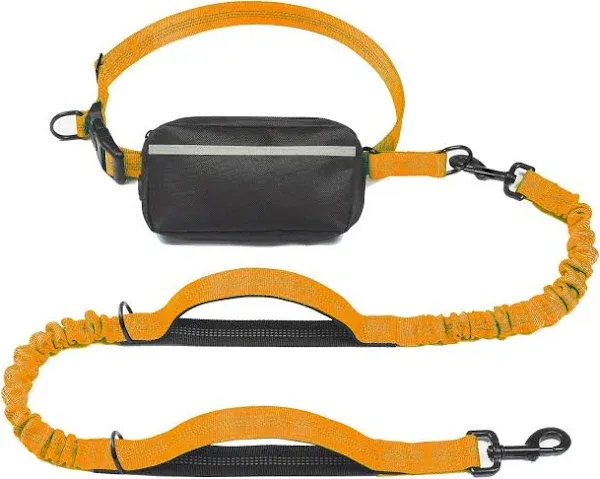 iYoShop Hands Free Dog Leash with Zipper Pouch, Dual Padded Handles and Durable Bungee for Walking, Jogging and Running Your Dog