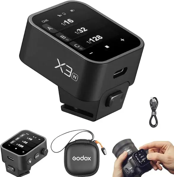 Godox X3N TTL Wireless Flash Trigger,Touch Screen Flash Transmitter for Nikon Cameras,Built-in Battery(Godox X2T-N/Xpro-N/XProII-N Upgrade Version)