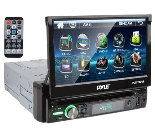 Pyle PLTS78DUB 7" Single-DIN In-Dash DVD Receiver with Touchscreen & Bluetooth