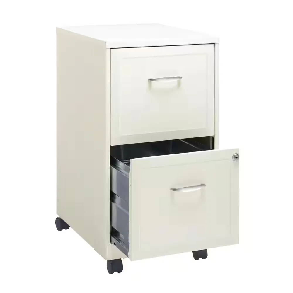 Space Solutions 18" 2 Drawer Mobile Metal Vertical File Cabinet Pearl White