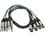 Monoprice 1 Meter (3ft) 8-Channel 1/4Inch TRS male to XLR male Snake Cable