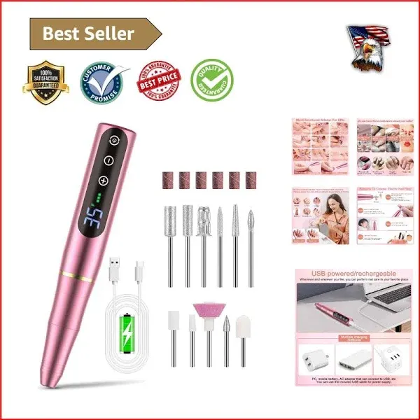 NAILGIRLS Portable Electric Nail Drill Rechargeable Nail Drill Machine Kit 35000 RPM Professional Cordless Electric NA