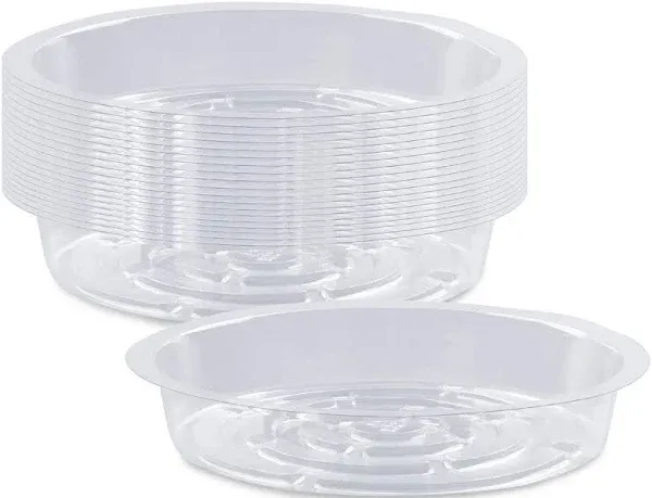 Rocutus Plant Saucer,20 Pack Plastic Plant Saucer Drip Trays Small Plant Plate Dish,Heavy Duty Clear Plastic Plant Saucers Flower Pot Tray Flower