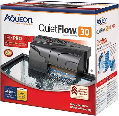 Aqueon QuietFlow Internal Aquarium Power Filter, AT30