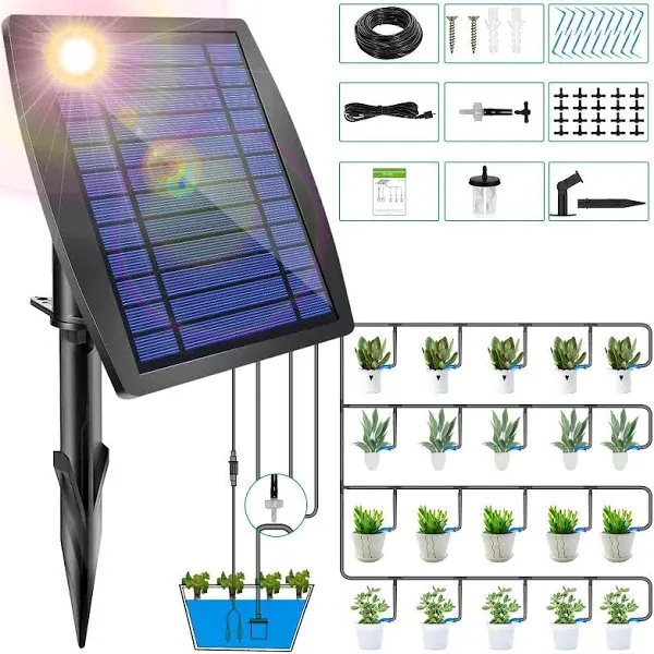 12 Timer Modes Solar Drip Irrigation System - Auto Drip Irrigation Kits with ...