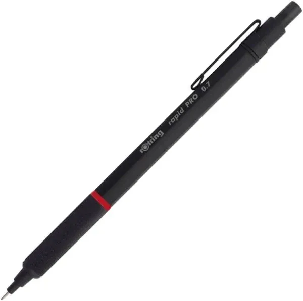 Rotring Rapid Pro Retractable Ballpoint Technical Drawing Pen, Black Barrel, Medium Point, Blue Ink(1904292)