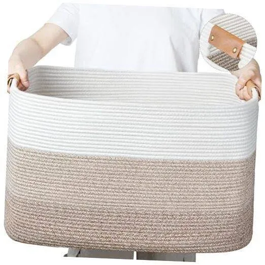 danpinera Large Blanket Basket Rectangle Basket for Living Room