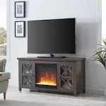 Hudson & Canal Colton 55" TV Stand with Crystal Fireplace,Brown