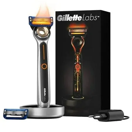 Gillette Labs Heated Wet Razor Razor with Cleaning Element 1 Handle 2 Blades Gift for Men Premium Magnetic Dock