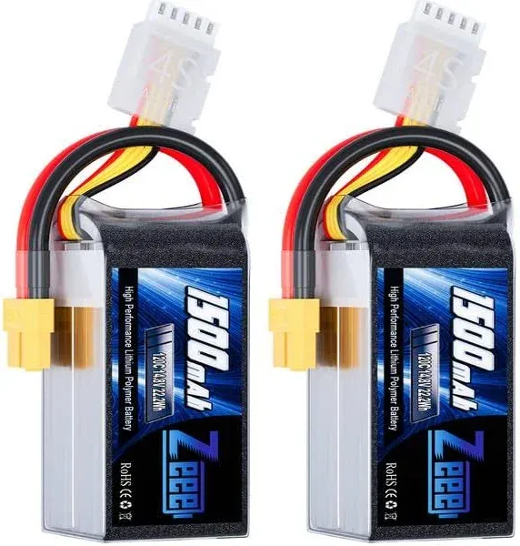 Zeee 14.8V 120C 1300mAh 4S RC Lipo Battery Graphene Battery with XT60 Plug for FPV Racing Drone Quadcopter Helicopter Airplane RC Boat RC Car RC