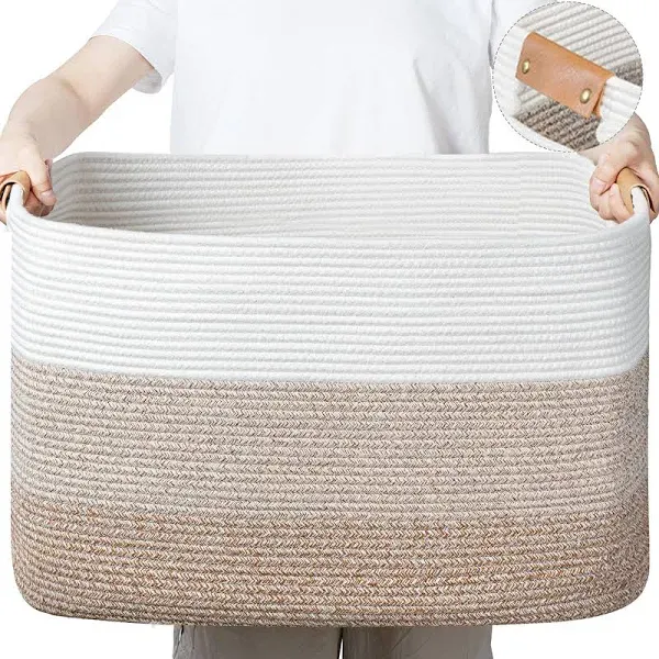 danpinera Large Blanket Basket Rectangle Storage Basket for Living Room