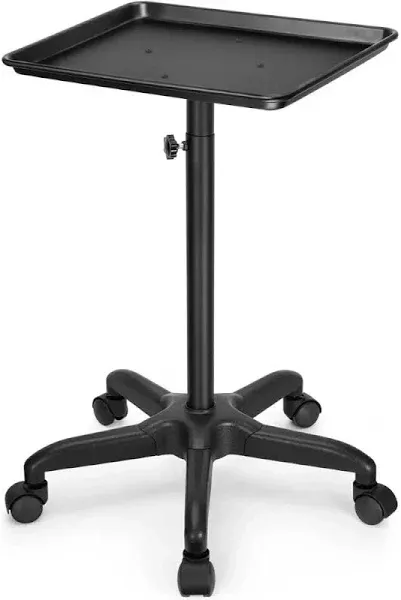 FLOLXNB Salon Tray Cart Premium Aluminum Tattoo Tray Rolling Trolley Adjustable Height Storage Utility Cart for Clinic Spa Rolling Tray (Black)